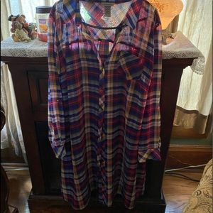 Sheer long plaid top